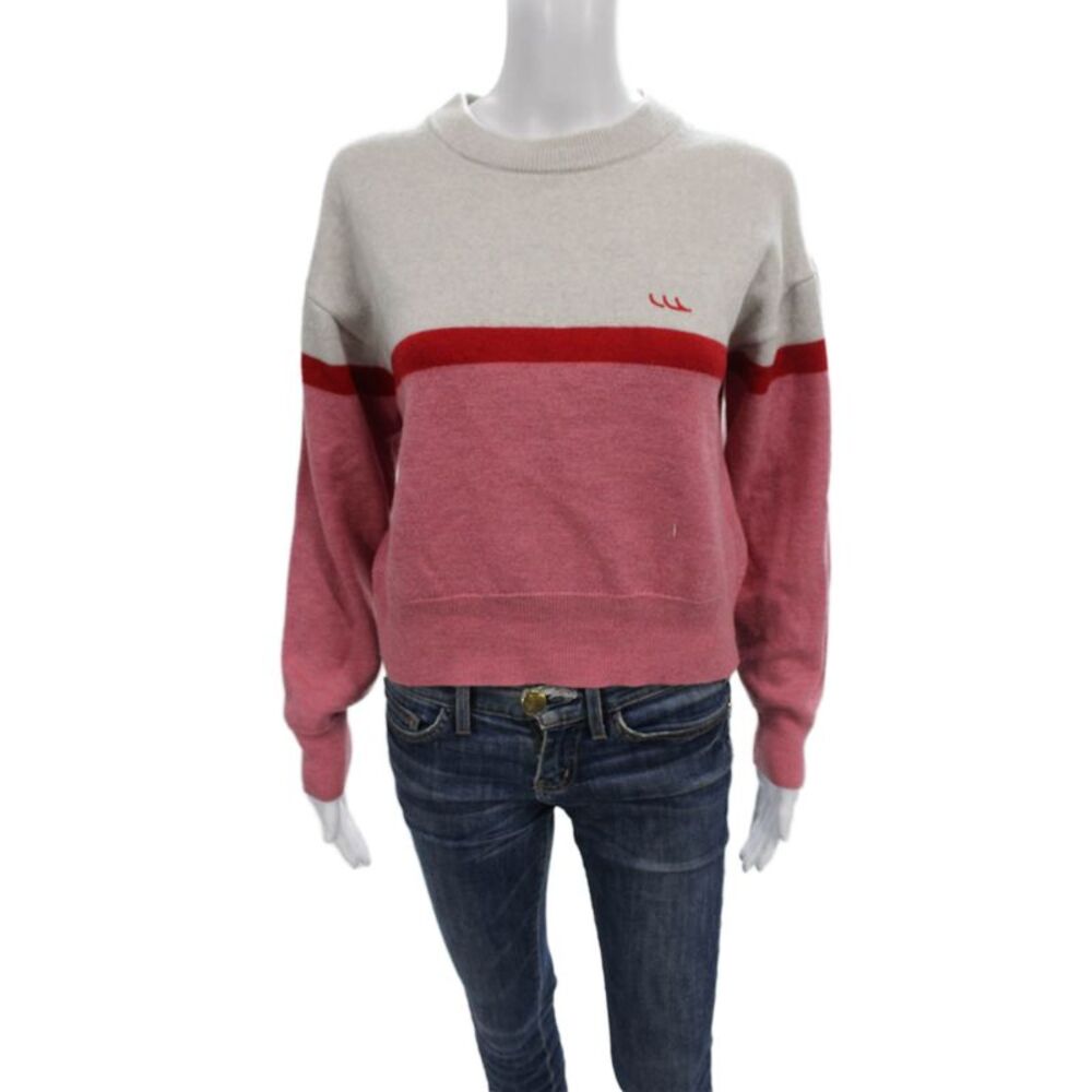 Wilfred Free Women Pullover Sweater Striped Multicolor Merino Wool Blend Size S